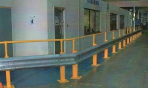 Armco crash barriers with handrail